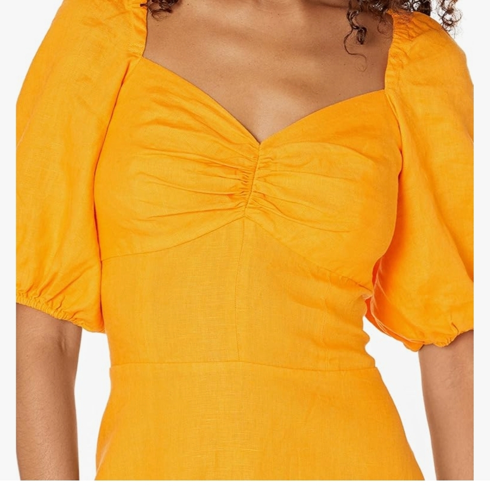 Bold Gold Puff Sleeve Mini Dress